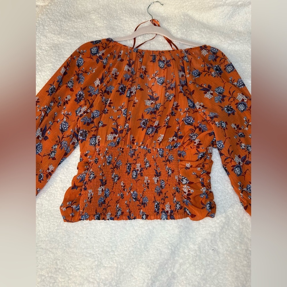 FREE PEOPLE Final Rose Blouse In Rust Combo Women’s Size M - Picture 7 of 8